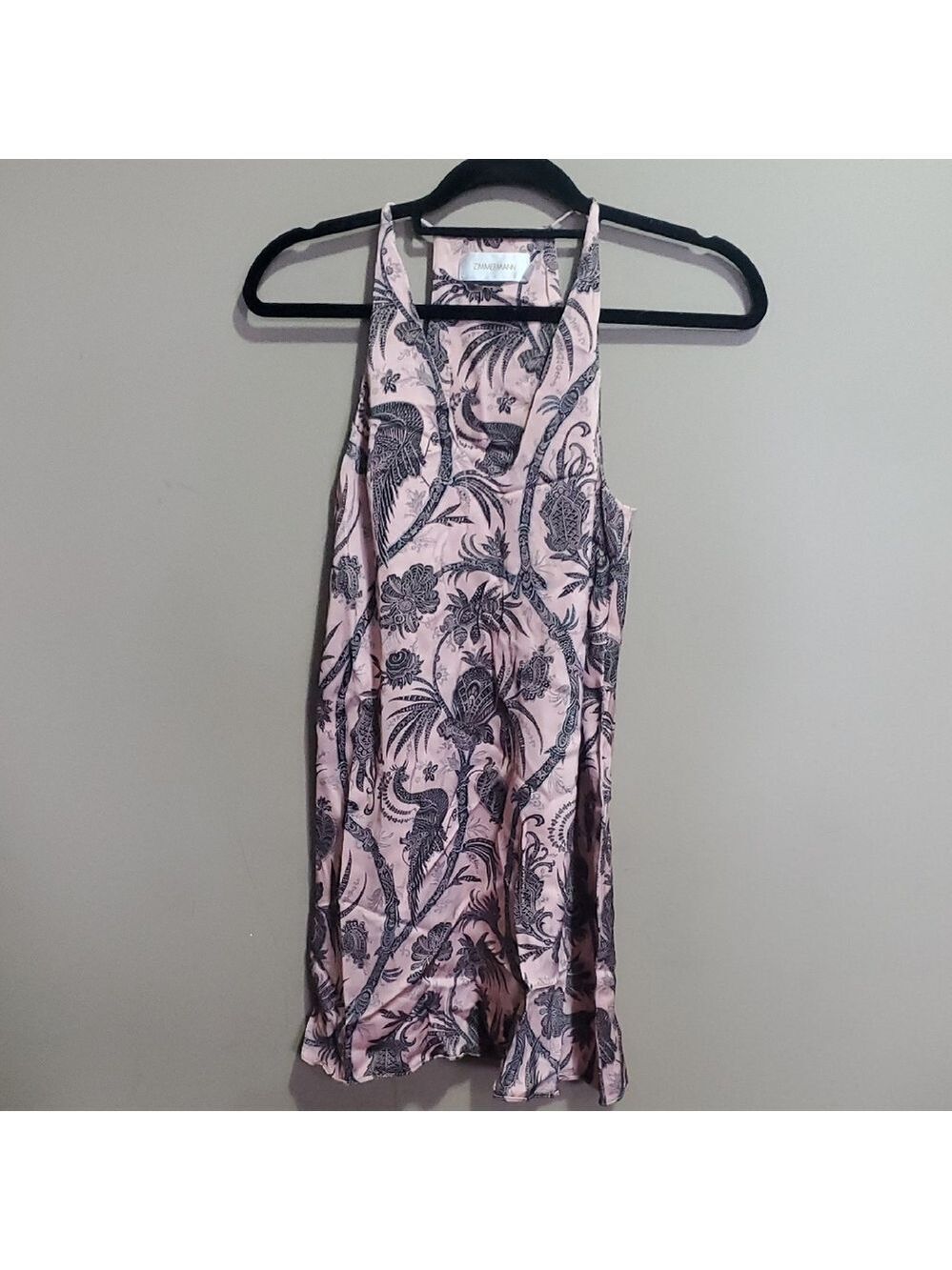 Zimmermann Pink and Black Patterned Sleeveless Dress Size 0
